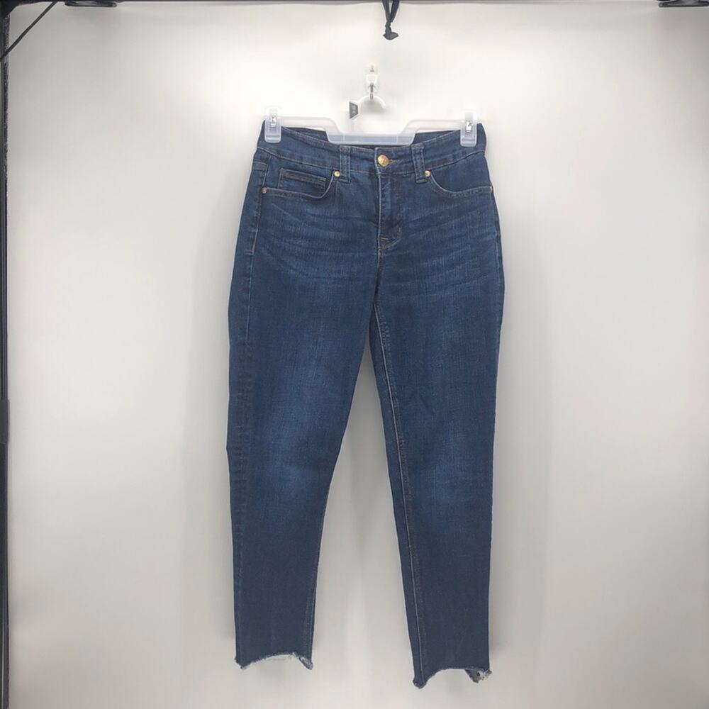 Seven7 Melissa McCarthy hi waisted skinny raw hem slimming silhouette system